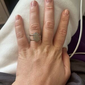 Kendra Scott Silver Oval Druzy Double-Band Ring